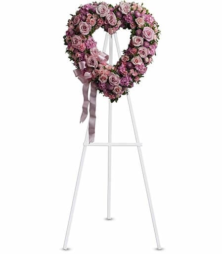 Heart-shaped and cross-shaped flower tributes