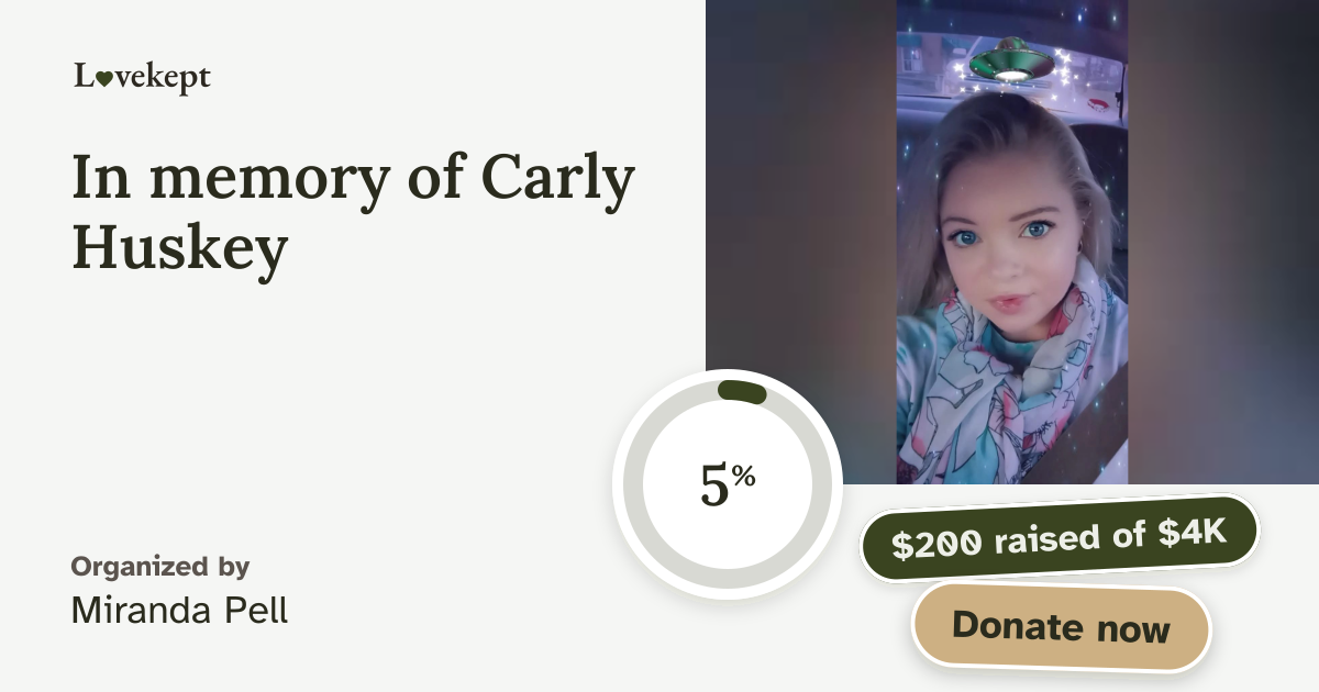 The share card for In memory of Carly  Huskey