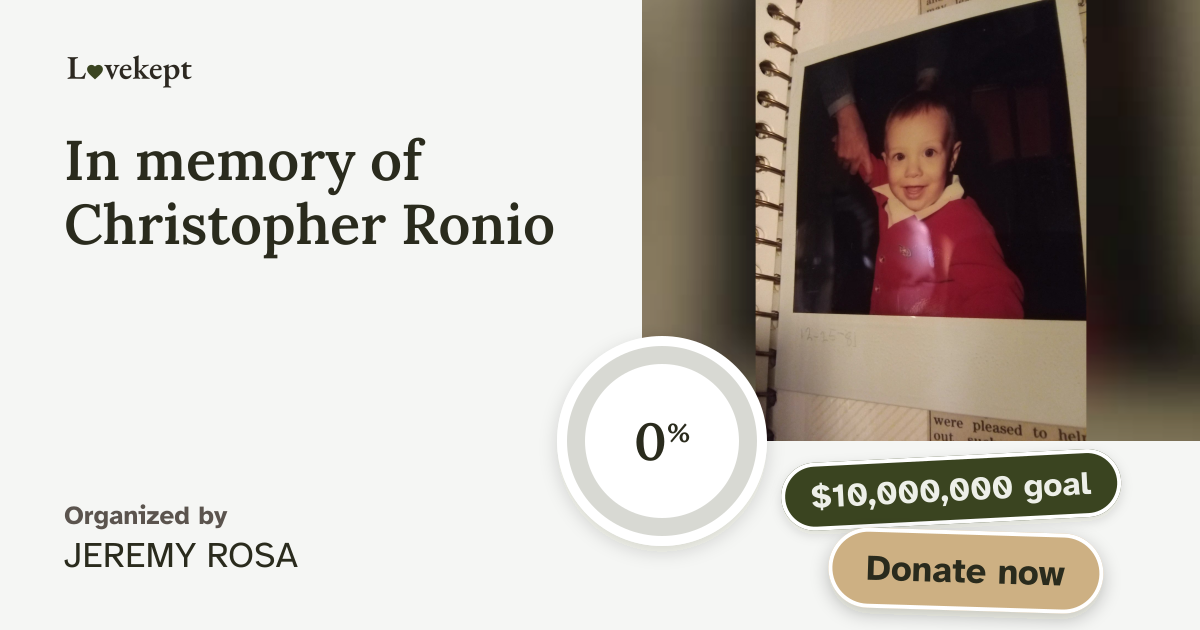 The share card for In memory of Christopher Ronio