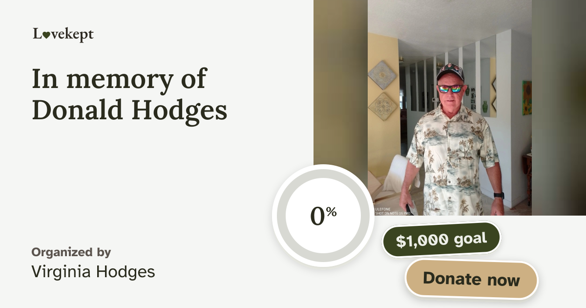 The share card for In memory of Donald Hodges