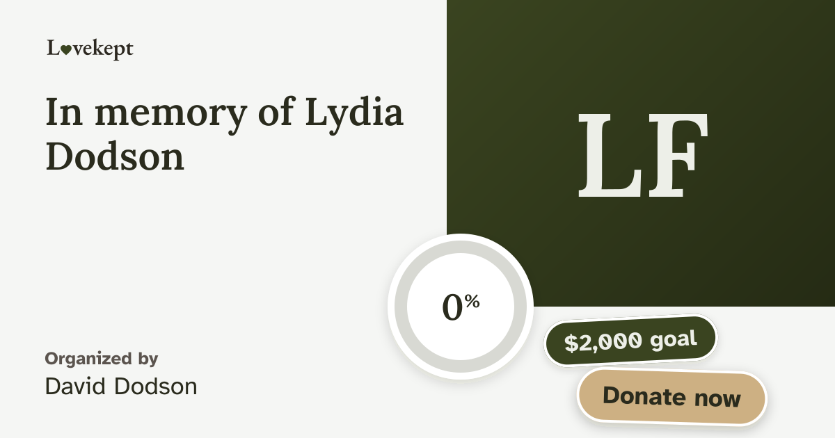 The share card for In memory of Lydia Dodson, in memory of Lydia Ferguson