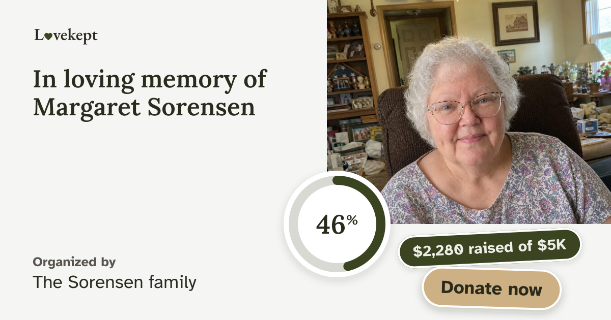 The share card for In loving memory of Margaret Sorensen