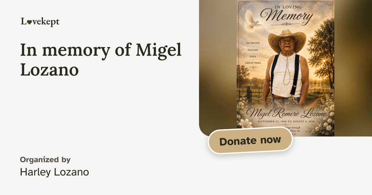 The share card for In memory of Migel Lozano