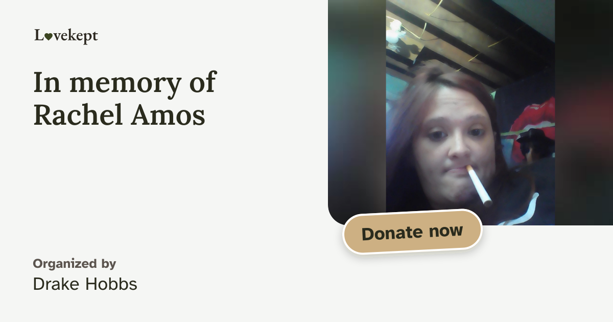 The share card for In memory of Rachel Amos