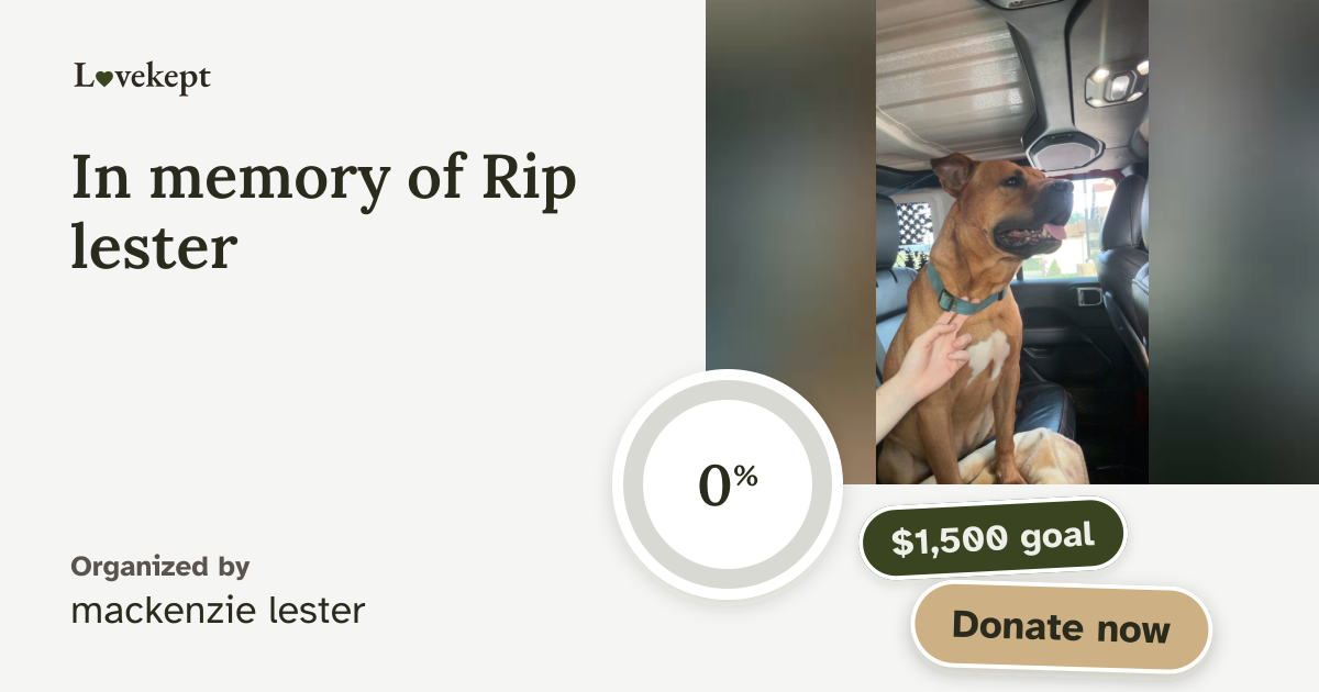 The share card for In memory of Rip lester