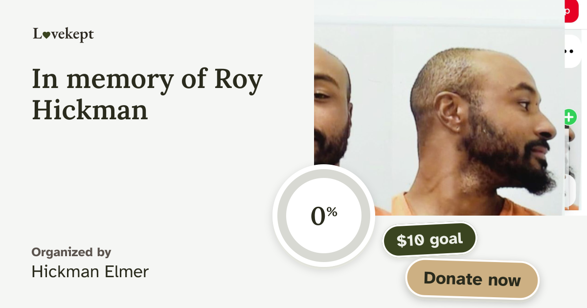 The share card for In memory of Roy Hickman