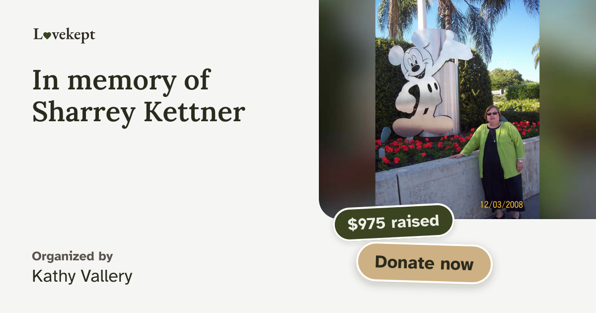 The share card for In memory of Sharrey Kettner